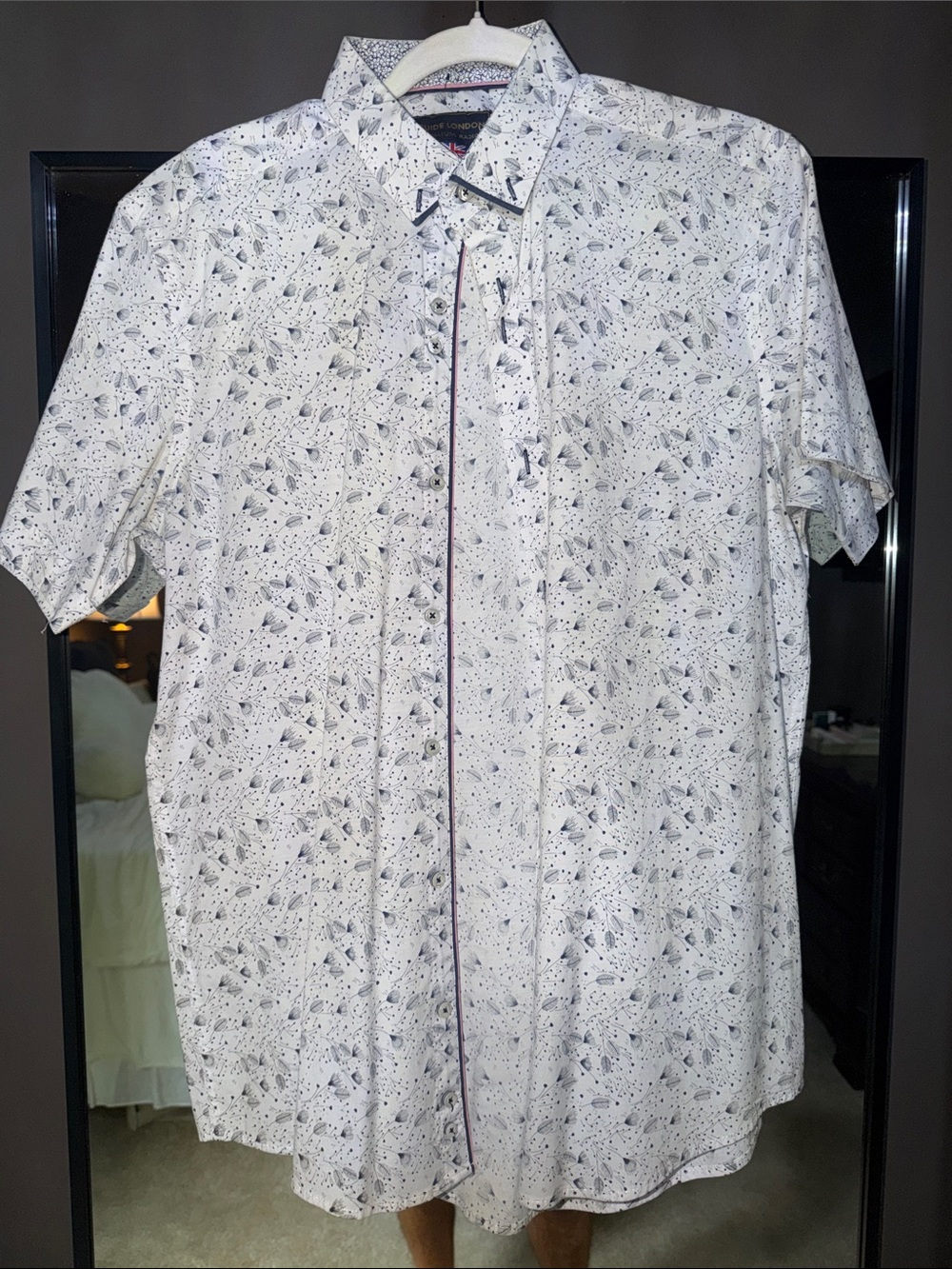 Guide London Men’s Floral Print Stretch Short Sleeve Shirt Size M